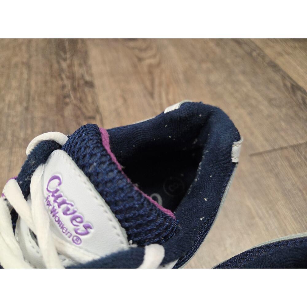 Curves for Women Sneakers Toning Fitness Shoes White Purple Leather - Size 8 - Picture 4 of 11